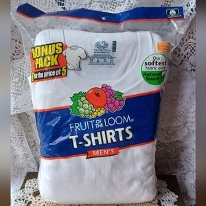 NEW IN PACKAGE (6) VINTAGE 2004 FRUIT OF THE LOOM MEN'S COTTON T-SHIRTS XL 46-48